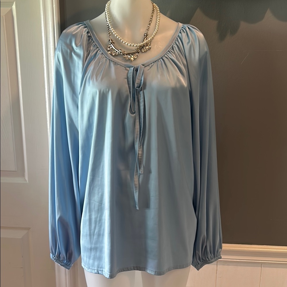 Ice Blue Women's Peasant Style Top